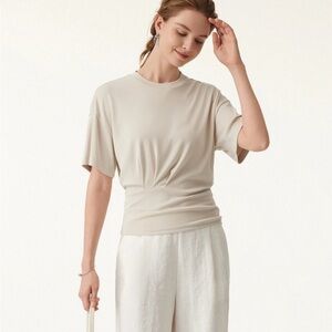 OGL New Sandwashed Crewneck  Sleeve Tucked Tee Size M Morning Mist